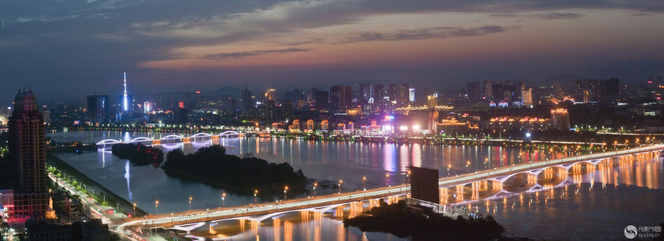 白河夜景-南阳生态文明建设全国摄影大赛-光影中国网