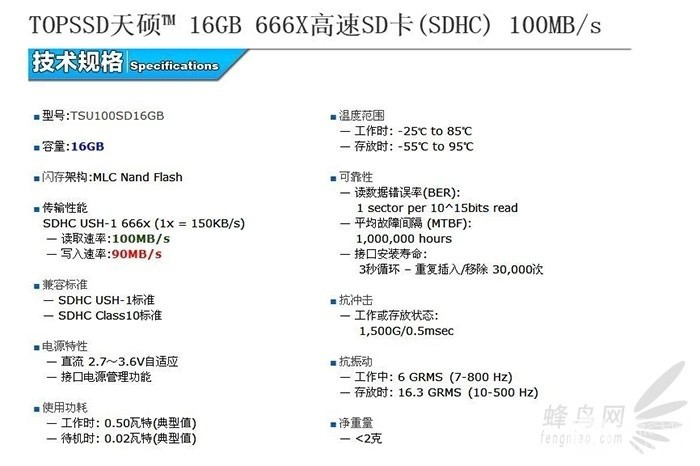 工业级芯片 天硕16GB 666X高速SD卡售380-器